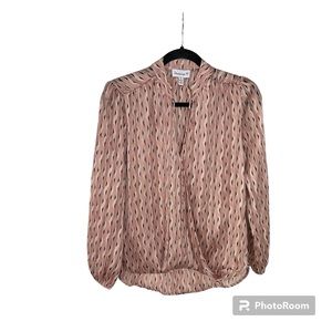 Veronica M pink open neck blouse.